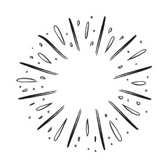 Obraz premium Sunburst doodle. Hand drawn star burst explosion. Illustrated Design Element.