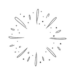 Sunburst doodle. Hand drawn star burst explosion. Illustrated Design Element.