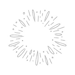 Sunburst doodle. Hand drawn star burst explosion. Illustrated Design Element.