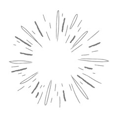Sunburst doodle. Hand drawn star burst explosion. Illustrated Design Element.