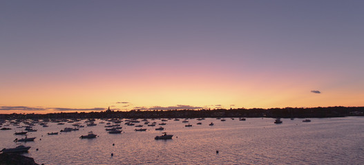 sunset over harbour