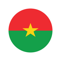 Burkina Faso flag in round button of icon. flag logo of Burkina Faso emblem isolated on white background, Burkina Faso national concept sign, Vector illustration.