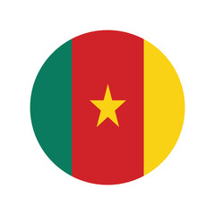 Cameroon flag in round button of icon. flag logo of Cameroon emblem isolated on white background, Cameroon national concept sign, Vector illustration.