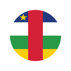 Central African Republic flag in round button of icon. flag logo of Central African Republic emblem isolated on white background, Central African Republic national concept sign, Vector illustration.