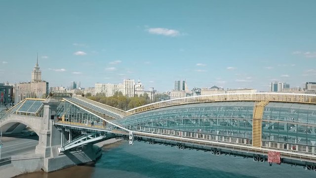 The bridge of Bogdan Khmelnitsky Moscow drone view