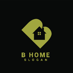 gold B initial house logo icon design vector