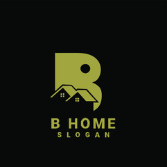 gold B initial house logo icon design vector