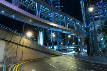 Fototapeta na wymiar traffic in downtown district of Hong Kong city at night