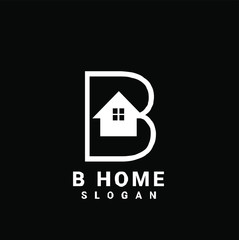B initial house logo icon design vector