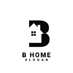 B initial house logo icon design vector