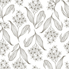Vector seamless pattern with hand drawn flowers. - 330646766