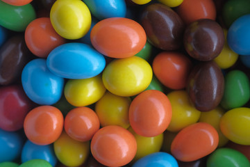top view of colorful chocolate in a jar