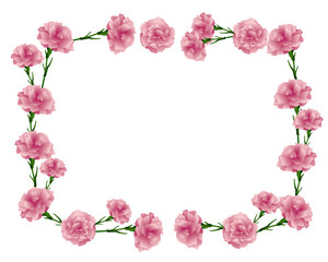 rectangular frame of carnations illustration