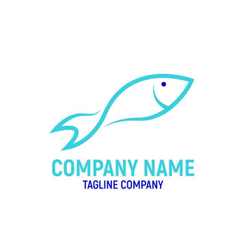 Simple fish logo design template. Creative vector symbol of fishing club or seafood restaurant. - Vector