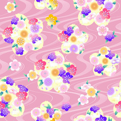 Seamless pattern of a cherry blossom used for a kimono,