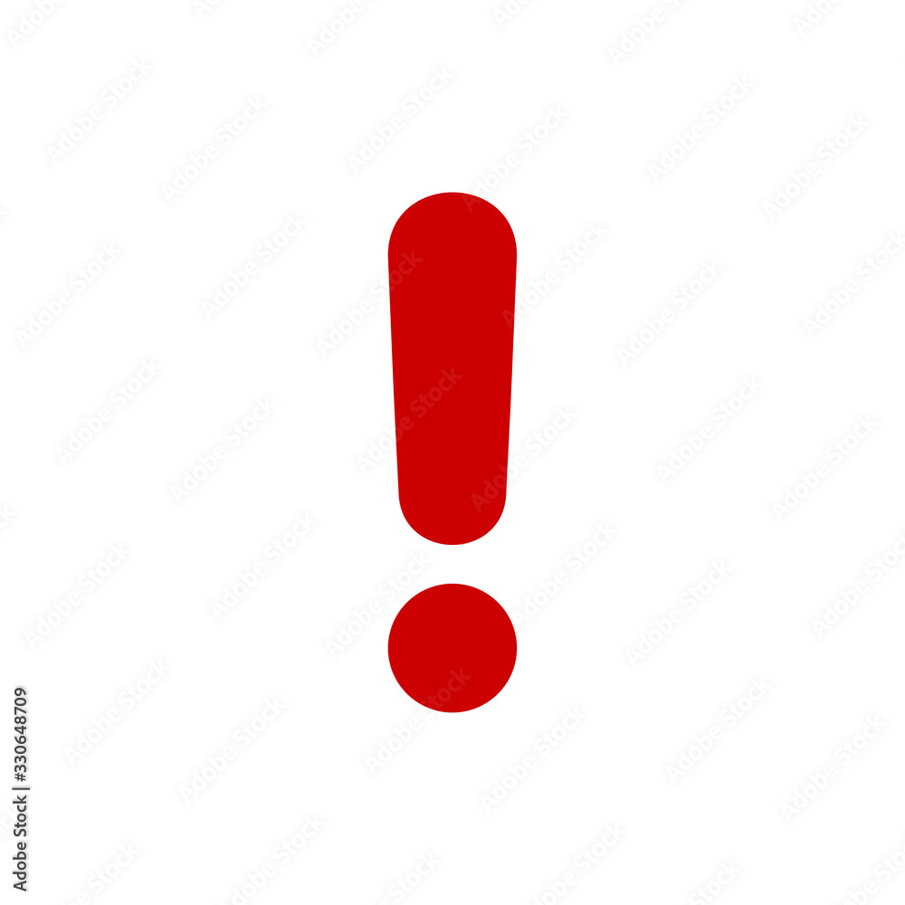Poster Red rounded exclamation point icon. Attention symbol isolated on a white background. EPS10 vector file