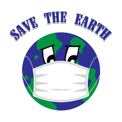 earth with mask illustration for poster or Banner Background.