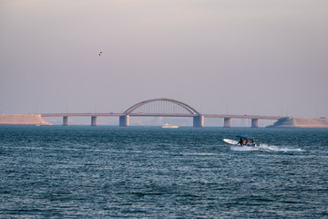 A view of Prince Khalifah Bin Salman Causeway bridge also known as Hidd bridge in Bahrain.