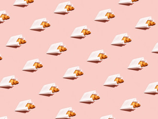 Creative background for breakfast to go.