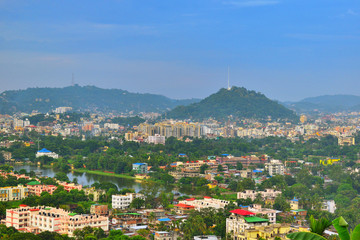 Aerial view of  Guwahati city in Assam, India
