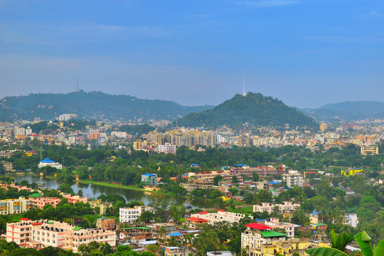 Aerial view of  Guwahati city in Assam, India