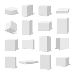 Set of white boxes. Vector illustration.