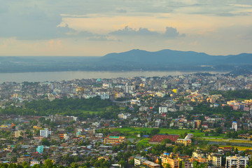 Fototapeta na wymiar Aerial view of Guwahati city