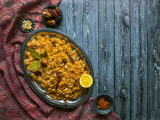 Traditional Indian vegetarian Biryani. Veg biryani recipe