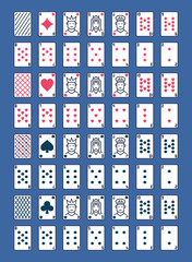 Vector Playing Cards colored icons set. Full deck. Poker and other card games concept signs