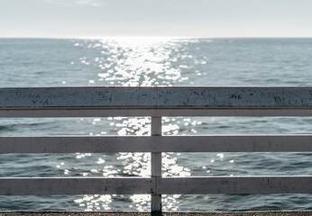 Handrail in front of ocean