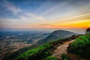 Fototapeta na wymiar Beautiful view of Nandi hills, Nandi Hills is located near to Bengaluru or Bangalore, Karnataka, India