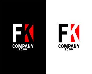 FK, KF Initial abstract company Logo Design with negative space. black background and white background company logo template vector 