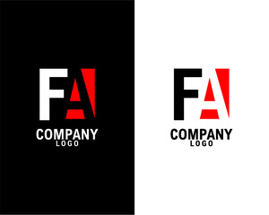 FA, AF Initial abstract company Logo Design with negative space. black background and white background company logo template vector 