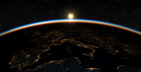 Realistic rendering of the Earth seen from space