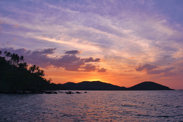 Naklejka na ściany i meble View of sea with sunset sky for nature background