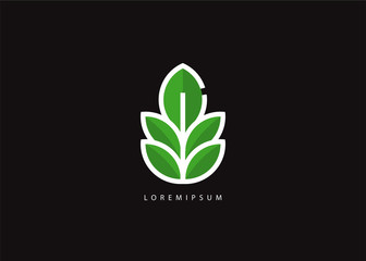 leaf green logo, icon seed plant