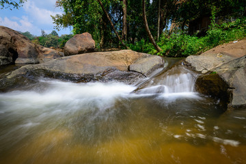 Beautiful view of water flow from Ezhattumugham prakriti gramam, Thumboormuzhi, Kerala India.