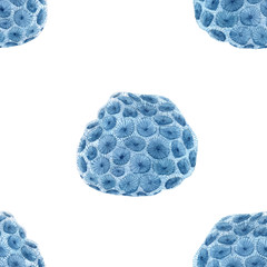 Beautiful seamless pattern with underwater watercolor sea life. Stock illustration.