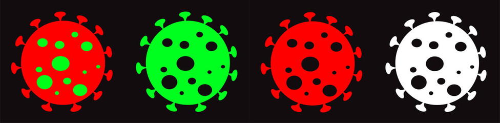 Coronavirus vector icons collection isolated over black background