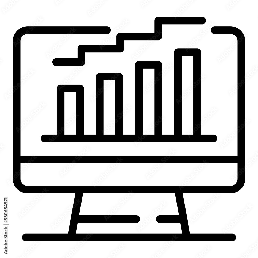Poster Monitor graph chart icon. Outline monitor graph chart vector icon for web design isolated on white background
