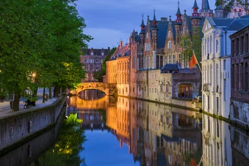 Muurstickers Brugge cityscape - Belgium © Nikolai Sorokin
