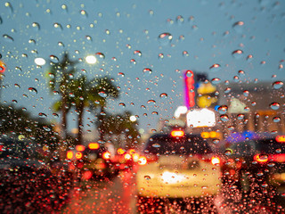 Driving in the famous strip on a rainy day