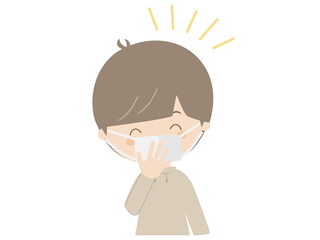 Laughing boy wearing a mask