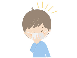 Laughing boy wearing a mask