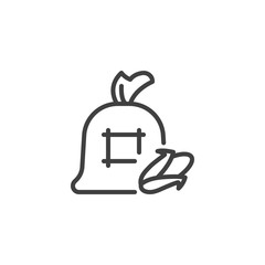 Corn cob sack line icon. linear style sign for mobile concept and web design. Bag of maize cob outline vector icon. Harvesting symbol, logo illustration. Vector graphics