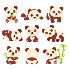Fototapeta premium Set of cute cartoon panda in various pose