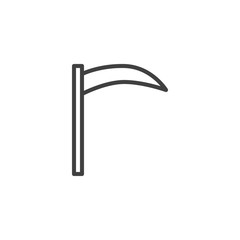 Sickle blade line icon. linear style sign for mobile concept and web design. Gardening scythe outline vector icon. Symbol, logo illustration. Vector graphics