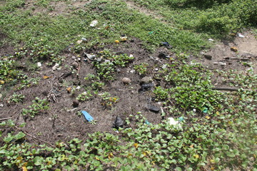 Trash and plastic in the Beach