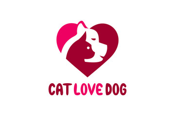 Cat love dog for logo design concept, very suitable in various business purposes, also for icon, symbol and many more.