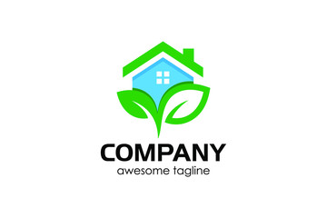 Leaf and home for logo design concept, very suitable in various business purposes, also for icon, symbol and many more.